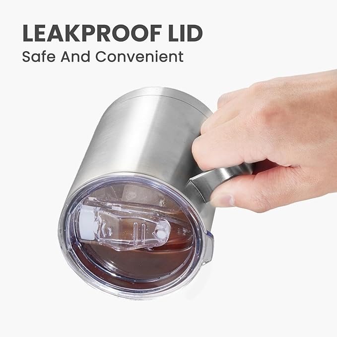 MEWAY 12oz Coffee Mug With Handle 4 Pack Bulk,Stainless Steel Insulated Travel Tumblers With Sliding Lid,Double Wall Vacuum Camping Cup for Hot & Cold Drinks Tea (Mix,Set of 4)