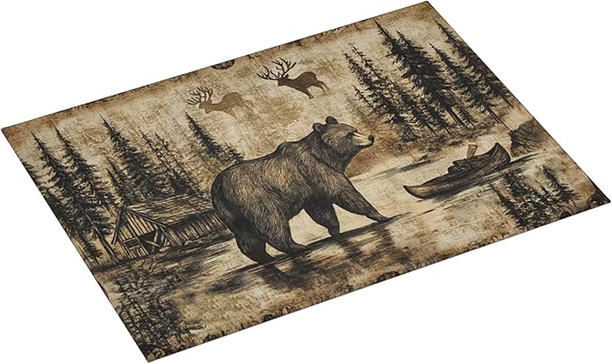 Carbine Bear Dish Drying Mat for Kitchen Counter Microfiber Super Absorbent Non-Slip Dish Drying Pad for Countertops Dishes Utensils Stylish Quick-Dry Machine Washable 18x24 Inch