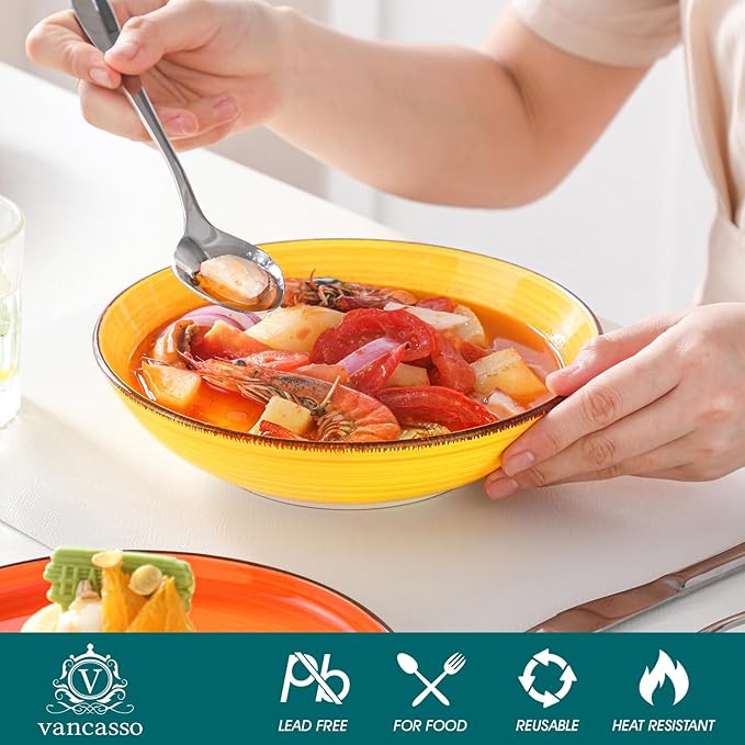 vancasso Bonita Dinnerware Sets 24 Pieces, Stoneware Dishes Set for 6, Dinner Platers with Bowls Set, Dinshwasher and Microwave Safe, Multicolor