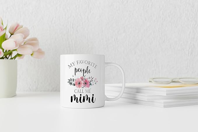 QASHWEY Mimi Coffee Mug, Mimis Gifts, Grandma Coffee Mugs, GrandmaGifts, Mimis Coffee Mugs Tea Cup Gifts for Women Grandma, My Favorite People Call Me Mimi Coffee Cups Ceramic11oz