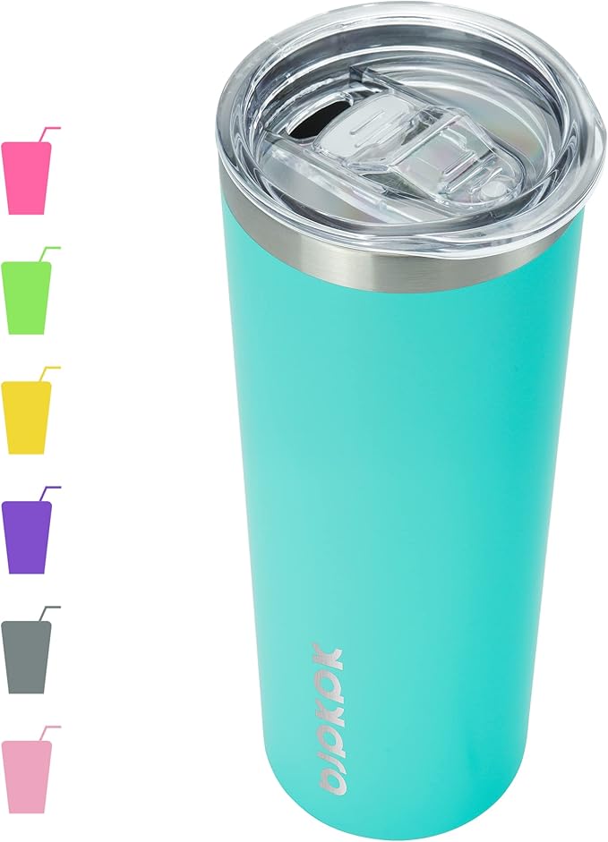 BJPKPK 20 oz Skinny Tumbler Stainless Steel Coffee Mug Slim Vacuum Insulated Travel Cup,Turquoise