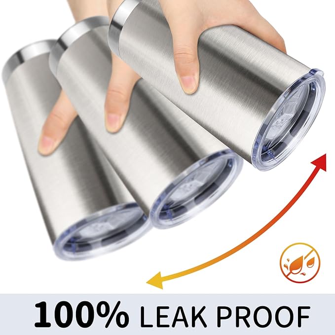 20oz Stainless Steel Tumbler with Lid, Travel Mug - Double Wall Vacuum Powder Coated Cup - Stainless steel, 1 Pack