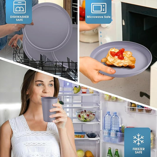 40-Piece Unbreakable Kids Dinnerware Set for Toddlers & Children, BPA-Free & Easy-Clean PP Plates and Bowls, Microwave & Dishwasher Safe, Complete Family Pack (Service for 8)