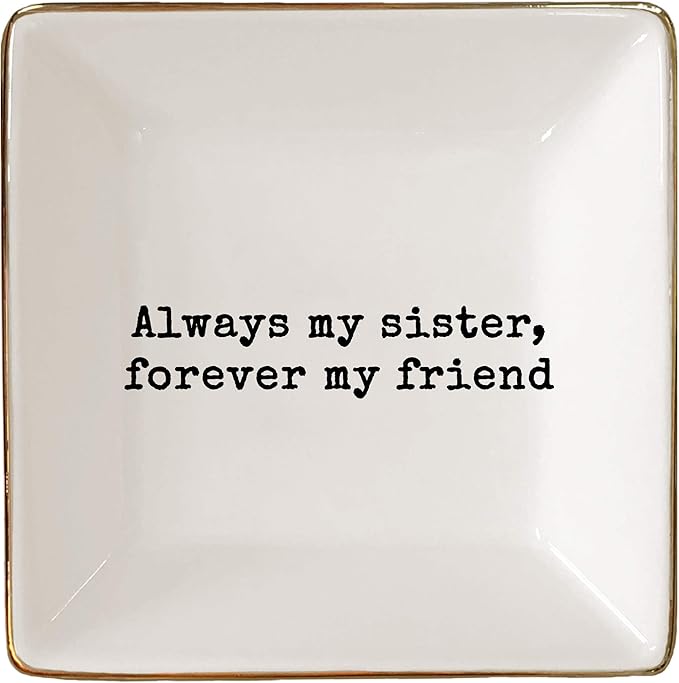 Simply Charmed Sister Gift | Birthday Gift for Sister | Jewelry Ring Holder | Elegant Trinket Tray Organizer Dish
