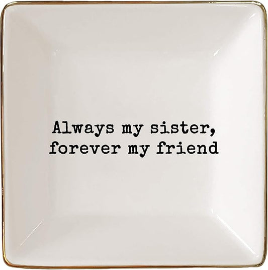 Simply Charmed Sister Gift | Birthday Gift for Sister | Jewelry Ring Holder | Elegant Trinket Tray Organizer Dish