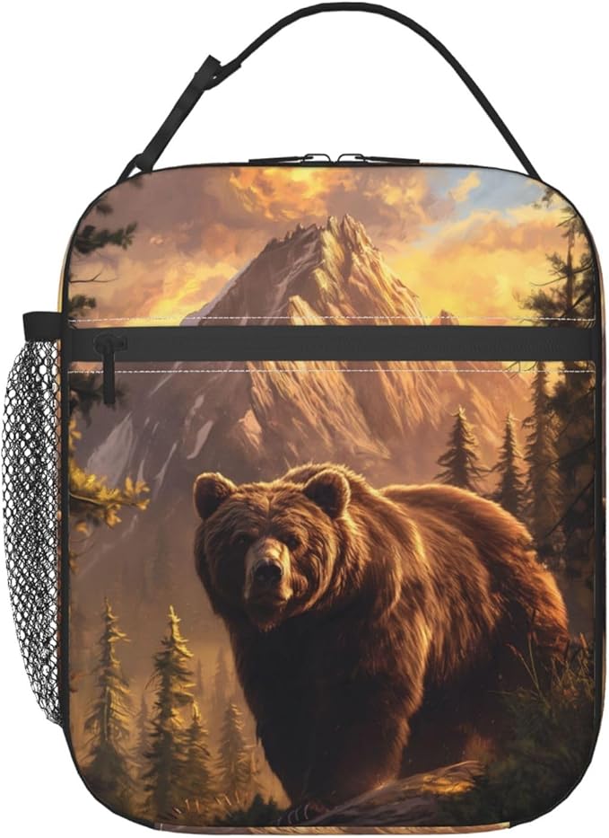 Bear Lunch Box for Adults Women Girls Boys Kids Animal Lunch Box Insulated Cooler Reusable Lunch Bag Container Gifts for Work Office Picnic Travel School