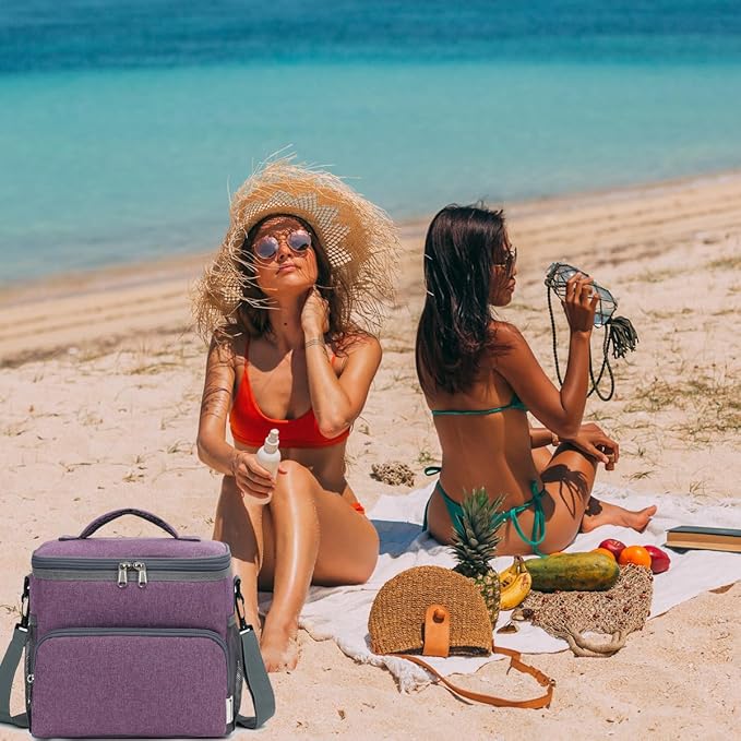 Unisex Insulated Lunch Bag, Purple, 10.2" x 7.5" x 9"