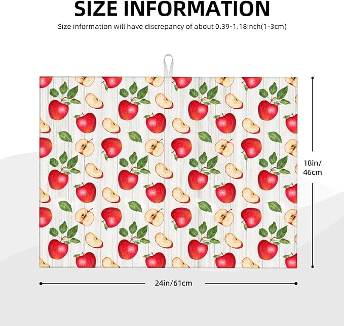 Apple Orchard Wood Grain Dish Drying Mat 18x24 For Kitchen Counter Absorbent Microfiber Dishes Pad Dish Drainer Rack Mats Fast Dry Kitchen Accessories