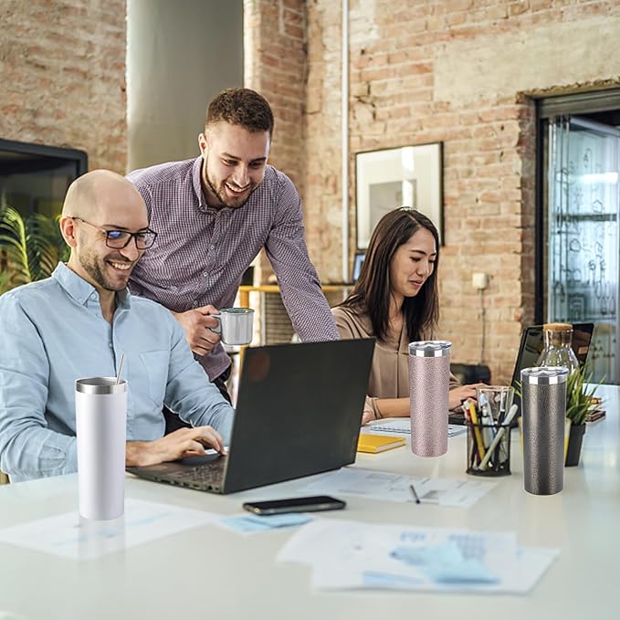 20 oz Skinny Tumbler with Lid and Straw,Stainless Steel Vacuum Insulated Tumbler Cup Double Wall Leak-proof Coffee Mug,Travel Thermal Water Tumbler for Home,Office,Outdoor(White,1)