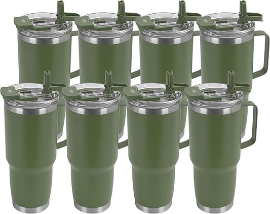 HASLE OUTFITTERS 30oz Tumbler Bulk with Handle, Insulated Travel Coffee Mug Set with Handle Leak-Proof Double Wall Stainless Steel Vacuum Tumblers Pack Metal Cup for Hot and Cold Drink