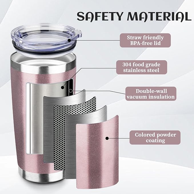 StarSpeed 20oz Tumbler Bulk with Lid, Stainless Steel Insulated Tumblers Double Wall Vacuum Insulated Travel Mug, Powder Coated Coffee Cups for Hot and Cold Drinks(Rose Gold,1)