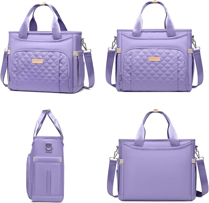 AIJIEKE Insulated Lunch Bag for Women, Lunch Box, Lunch Tote for Work, Large Leak Proof Cooler Bag with Removable Strap, Adult Reusable Lunchbag for Picnic Office Beach, Light Purple