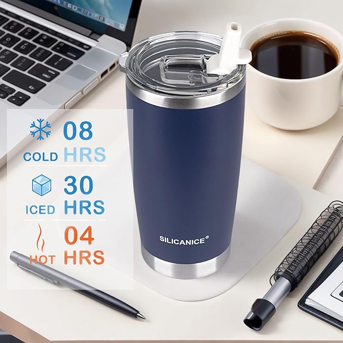 Dark Blue 20 oz Tumbler with Straw And Lid,Durable Stainless Steel Vacuum Insulated Travel Iced Coffee Mugs Cups,Leak-proof,Grils Women men Friends Gifts,Scratch Resistant,Hot Cold Beverage