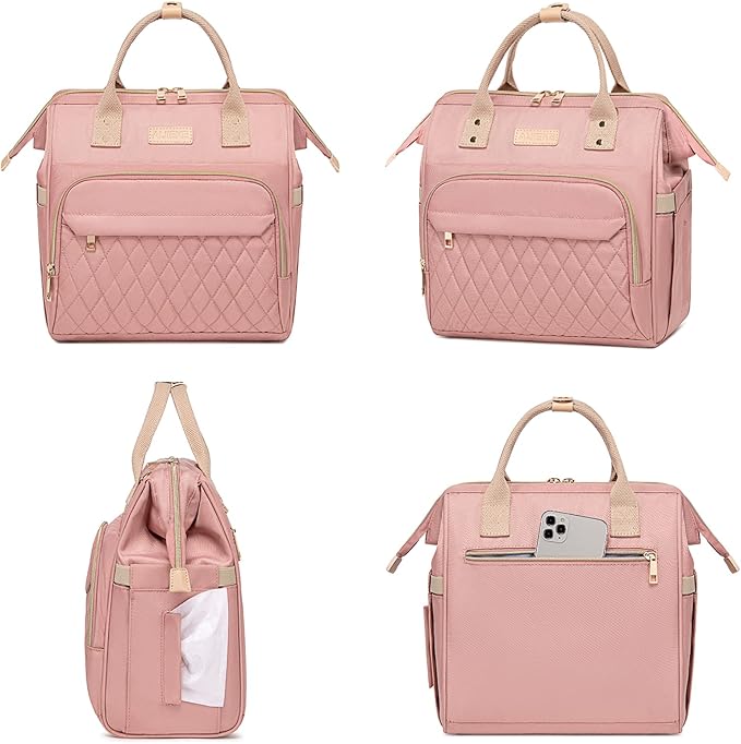 AIJIEKE Lunch Bag for Women, Large Lunch Box for Work Insulated Lunch Bag, Adult Leak Proof Lunch Tote Cooler Bag with Side Pockets & Adjustable Strap, Lunch Purse for Picnic Beach Hiking, Pink