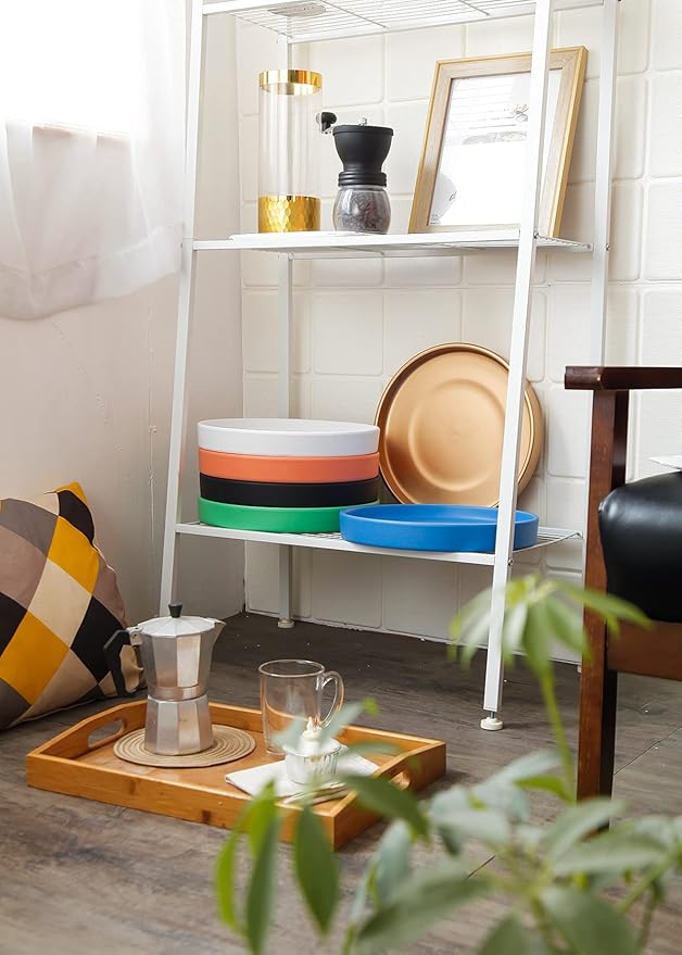 12 Inch Ceramic Saucer - Ceramic Drainage Tray for Plant Pot (Matte Black)