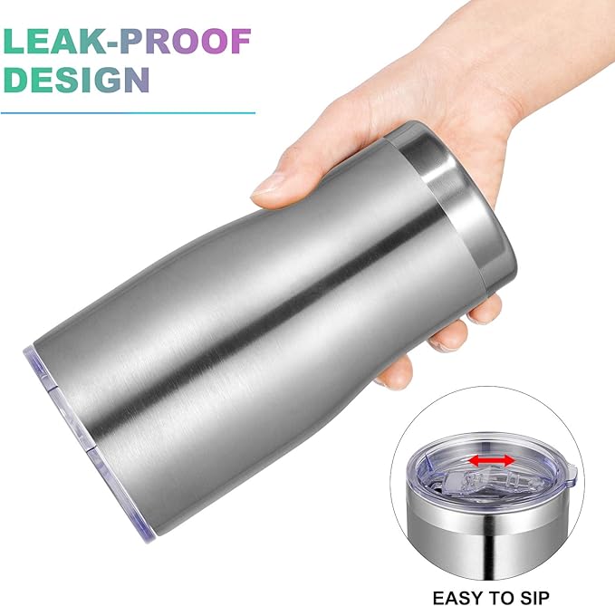 VEGOND 20oz Tumbler Stainless Steel Tumbler Cup with Lid And Straw Vacuum Insulated Double Wall Travel Coffee Mug(Stainless 6 Pack)