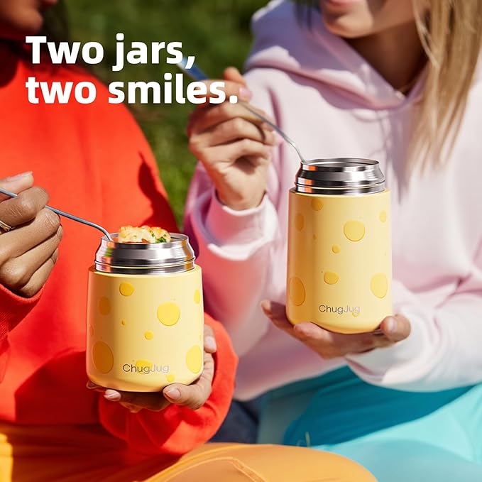 Thermo for Hot Food for Adults Kids | Wide Mouth, 26 oz Insulated Food Jar with Spoon, Leakproof Soup Thermo for School Office Travel, Thermal Steel Lunch Container Easy to Carry (Yellow)