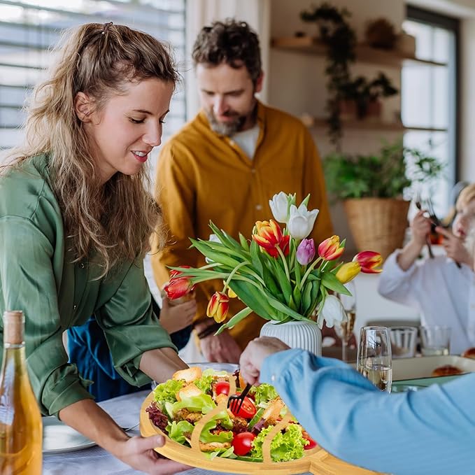 Wooden Bunny Plate, Easter Candy Dish Tray Platter Serving Dishes, Reusable Bunny Charcuterie Board, Funny Easter Party Decorations Bunny Decor (15.4"x9.3"x0.6")
