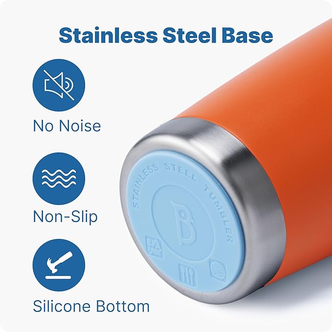 20 oz Insulated Tumbler with Handle Stainless Steel Travel Coffee Mug with Lid and Straw, Double Wall Tumbler Cups for Women and Men, BPA Free (Orange)