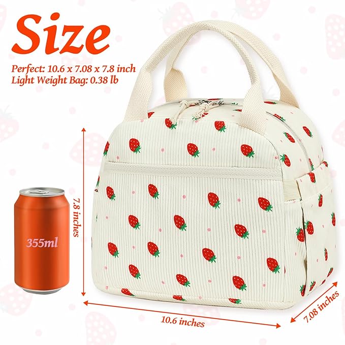 BTOOP Lunch Box for Women Men Cute Corduroy Lunch Bags Large Capacity Insulated Lunch Tote Bag For Work Travel Or Picnic