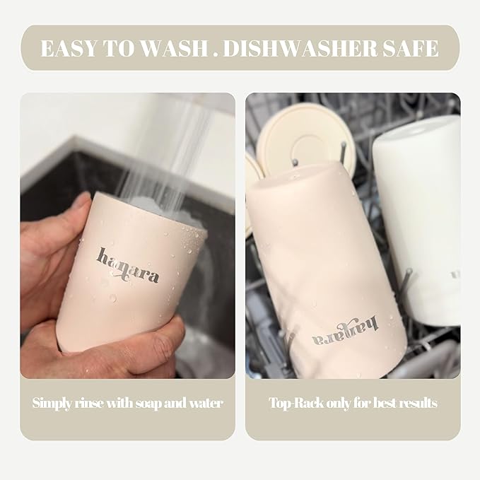 12 oz Push Button Lid Stainless Steel Travel Mug | Double Wall Insulated, Leak-Proof | Keeps Drinks Hot for 6hrs & Cold for 12hrs | Dishwasher Safe | Perfect for Coffee, Tea & More (Beige Gray)