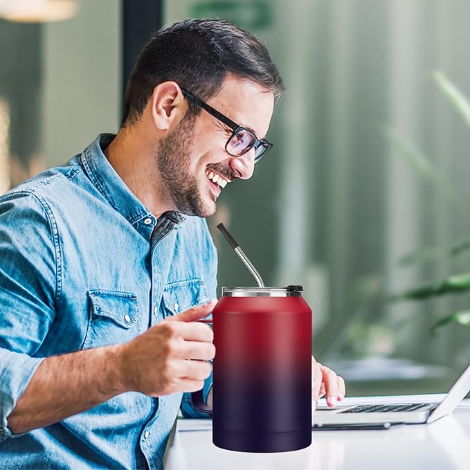 Stainless-Steel Coffee Cup 32 oz Mug Tumbler - with Handle, Straws & Protective Boot, Keep Cold 36hrs & Hot 24hrs, Insulated Tumbler Water Cup, Leak-proof Big Travel Mugs Thermal Flask Water Bottle