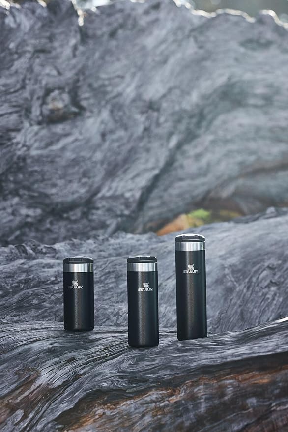 Stanley AeroLight Transit Bottle 16 oz | Locking Drink Through Lid | Leak Resistant Water Bottle or Coffee Travel Mug | Lightweight Insulated Stainless Steel | BPA-Free | Black Glimmer