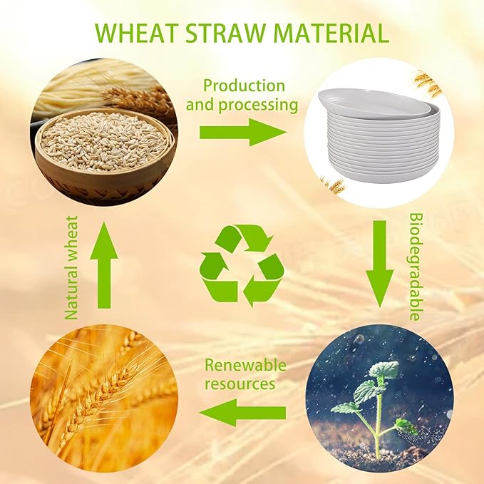 Supernal 16pcs Grey Wheat Straw Plates,Hard Plastic Plates Reusable,Unbreakable Dinner Plates,Reusable Plastic Plates,Deep Dinner Plates,Dishwasher & Microwave Safe for Camping, Picnic