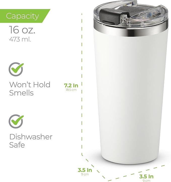 SIPX™ Triple-Insulated Tumblers - 16oz. Premium Modern Tumbler With Lid, insulated Cup Keeps Hot For 6 Hours, Stainless Steel Tumbler Made Of Sustainable Material, Coffee Travel Mug For Home & Office