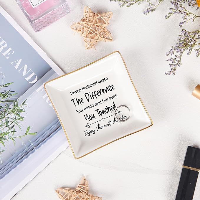 Retirement Gifts for Women Coworker Leaving Gifts Going Away Gift Retirement Gift Jewelry Dish for Friends Retired Teachers Nurses Doctor Boss Goodbye Farewell Gifts for Coworkers New Job