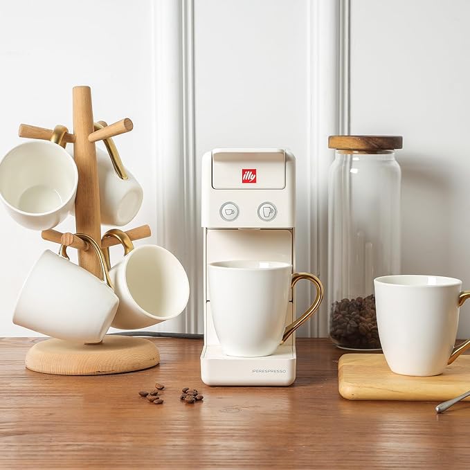 vicrays Coffee Mug Set, 11 Ounce, Set of 6, Ceramic Mug for Men, Women, Unique Glazed Mugs with Handle for Coffee, Tea, Milk, Cocoa, Cereal(White with Golden)