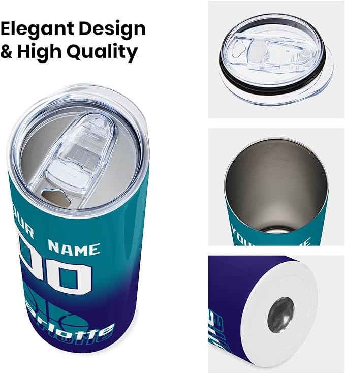 Custom Tumblers Stainless Steel Cup Personalized Basketball Insulation Travel Mug Add Your Name Number 20 oz Fans Gift for Men Women