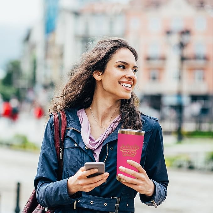 20 oz Tumbler Stainless Steel Tumbler with Lid and Straw, Double Wall Vacuum Insulated Travel Coffee Mug for Laser Engrave, Powder Coated Cup for Hot and Cold Drinks (Rosy,1 pack)