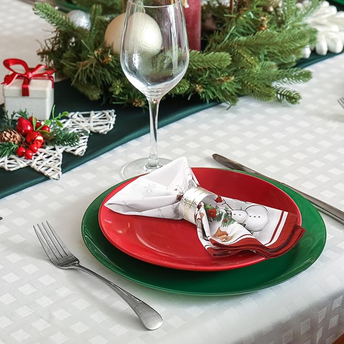 Christmas Snowman Pine Tree Napkins, 18×18 Inch Dinner Cloth Napkins Set of 6, Washable Cotton Soft Absorbent Square Table Top Decoration for Dining Kitchen Party Wedding