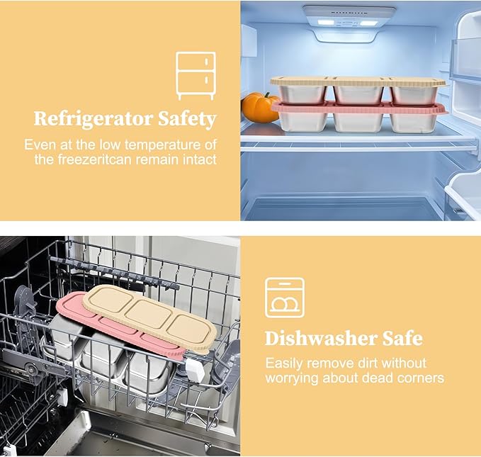 ﻿ 3 Compartment Stainless Steel Snack Containers with Silicone Lids, Reusable Food Storage Containers ，snackle box container for School ，Travel, Outdoor, Camping.