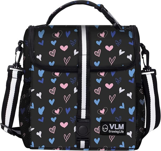 VLM Lunch Box for Women, Insulated Lunch Bag Women with Adjustable Shoulder Strap, Cute Lunch Tote Bag for Work,Picnic,Camping