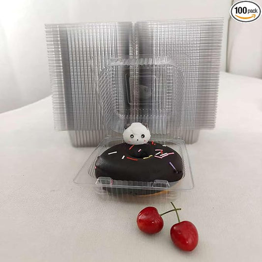 100 Packs clear hinged plastic containers, plastic Cake Slice Container, Square Hinge Food Containers cupcake containers