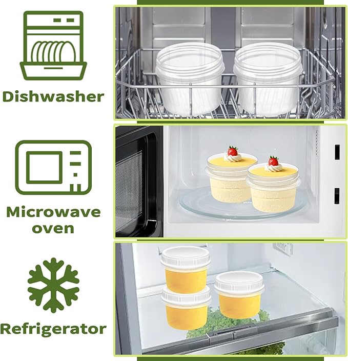 10 Pack 8oz Reusable Small Plastic Containers with Screw Lids, Small Food Storage Freezer Containers, Deli Containers Stackable Food Storage Jars, Sauce Condiment Jars Lunch Box Accessories