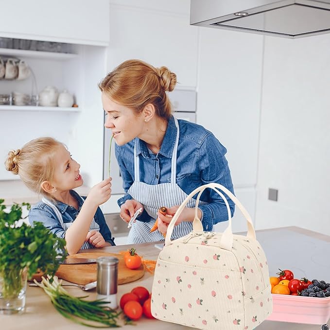 BTOOP Lunch Box for Women Kids Girls Insulated Lunch Bag Cute Corduroy Lunchbox Adults Small Lunch Tote Bags Reusable Cooler for Work Office School Picnic Travel
