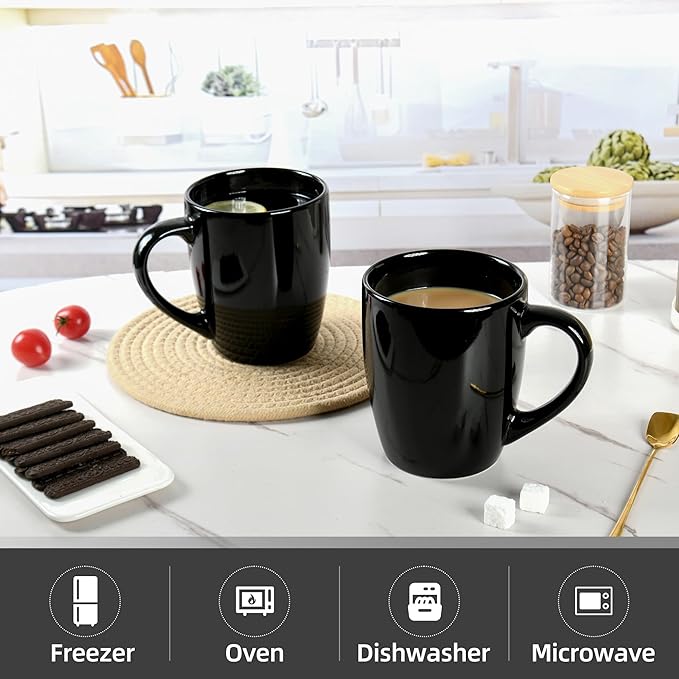 27OZ Extra Large Ceramic Coffee Mug, Jumbo Coffee Mugs, Big Tea Cups with a Large Handle for Office and Home set of 2 (Black)