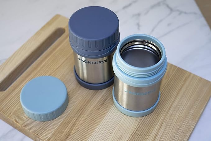 U Konserve Stainless Steel Insulated Food Jar 12oz - Leak-Proof Seafoam Blue Lid - BPA Free - Thermal and Double-Walled to Keep Food Hot and Cold