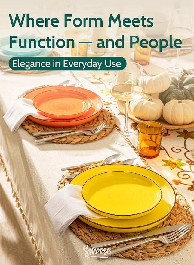 Sweese 7.4 Inch Porcelain Dessert Plates - Round Salad/Appetizer Plate Set, Microwave Dishwasher Safe, 6 Pack, Vibrant Colors