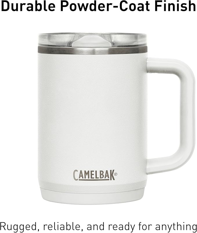 CamelBak Thrive Leak-Proof 16 oz Mug, Insulated Stainless Steel - For travel, coffee, tea, hot beverages - Spill Proof - Cup-holder Compatible, White