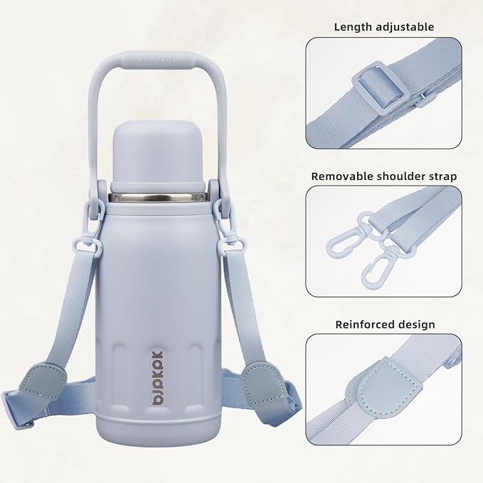 BJPKPK Insulated Thermal Water Bottle with Handle and Lid 27oz Stainless Steel Water Bottles Double Wall for Cold and Hot Beverages,Blue Haze