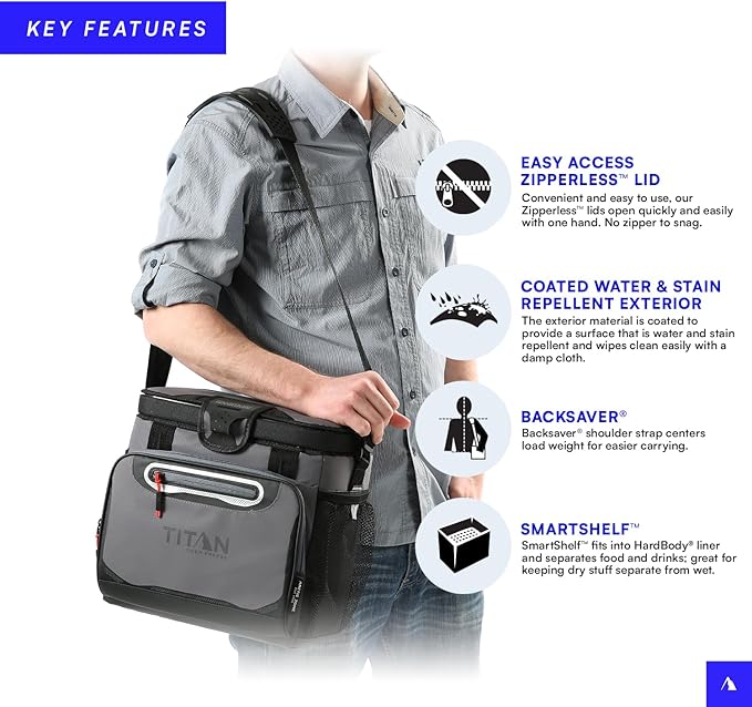 Titan by Arctic Zone Deep Freeze Cooler - Zipperless Hardbody Cooler - Deep Freeze Insulation, HardBody Liner, and SmartShelf