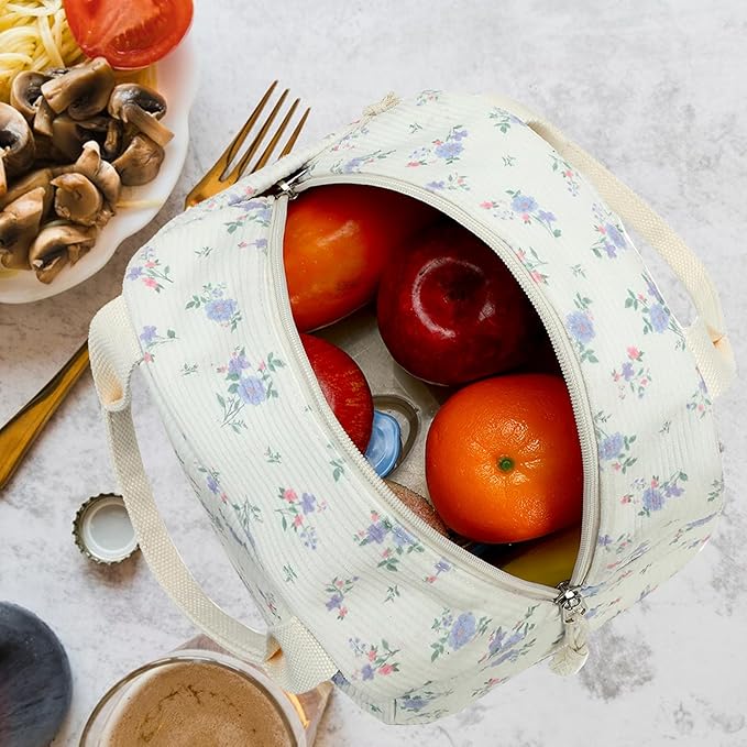 Bluboon Lunch Bag for Women Men Cute Corduroy Lunch Tote Bags Reusable Insulated Lunch Box Large Capacity Reusable Insulated Cooler for Work Picnic or Travel