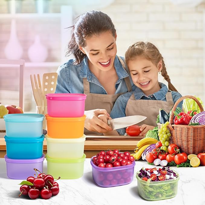 7-Piece Meal Prep Containers — 3.75-Cup Reusable Airtight Plastic Food Storage Containers with Lids, BPA-Free, Microwave/Freezer/Fridge Safe, Stackable Lunch & Leftovers Organizer(900ml)