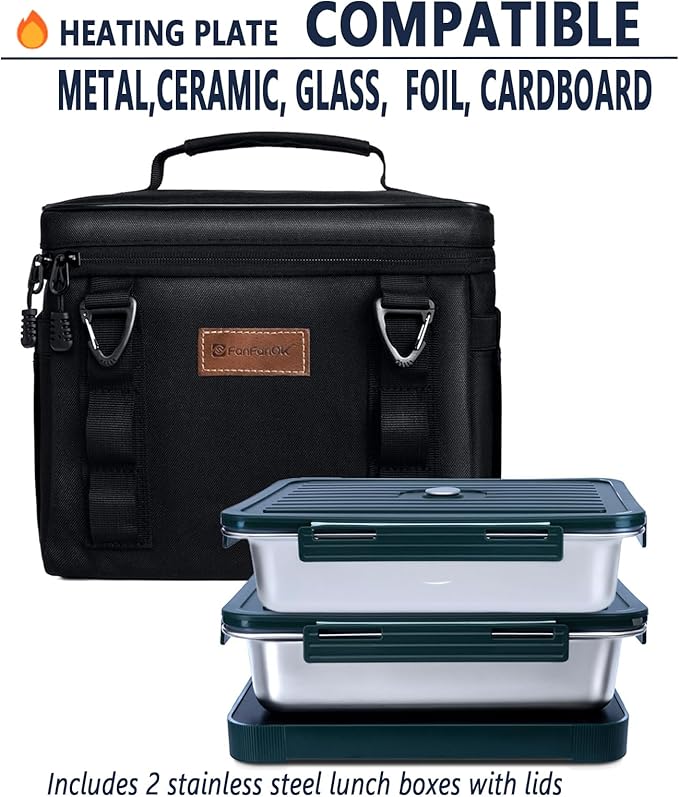 Portable Oven Food Warmer, 12V/24V/110V Electric Lunch Box Food Heater - Mini Personal Microwave Heated Lunch Box for for Truck, Car,Travel, Work & Home Use