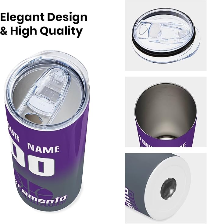 Custom Tumblers Stainless Steel Cup Personalized Basketball Insulation Travel Mug Add Your Name Number 20 oz Fans Gift for Men Women