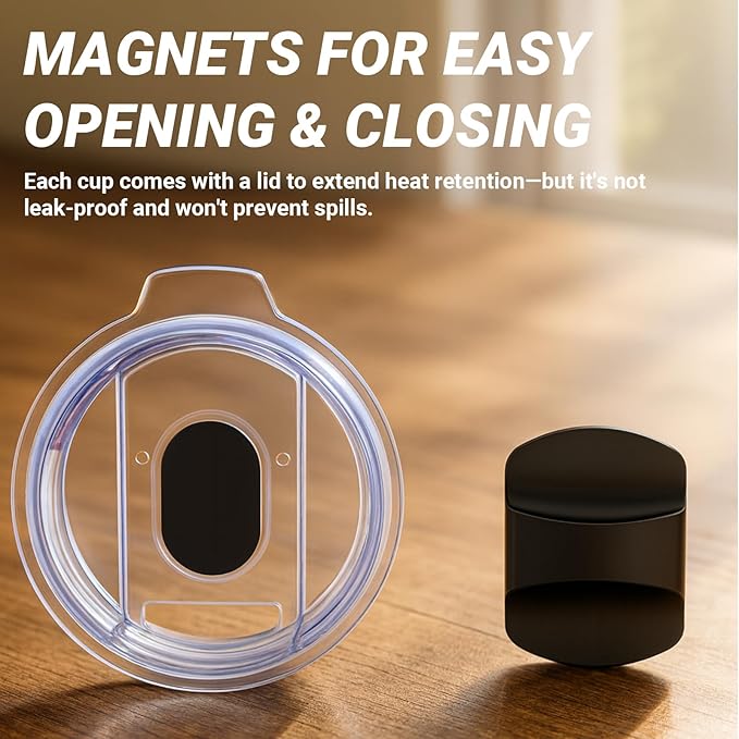 8 oz Espresso/Coffee Cup with Magnetic Lid, Ceramic-Lined 18/8 Stainless Steel, Double-Wall Vacuum Insulated, Stackable, Dishwasher Safe, Mini Tumbler for On-the-Go (Pastel Blue, 2 Pack)